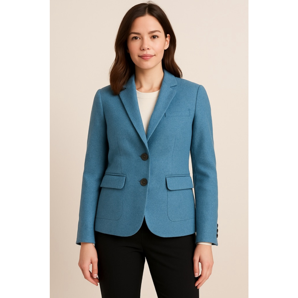 Talbots Blue Wool Blend Blazer Jacket Women’s Petite 12P Career Classic Tailored